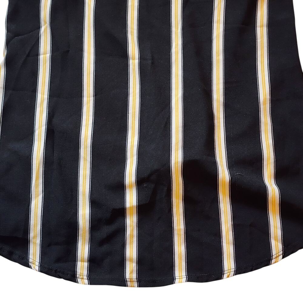 White Birch Womens Pullover Blouse Size S Black Yellow Striped Knotted Tank Top - Picture 12 of 14